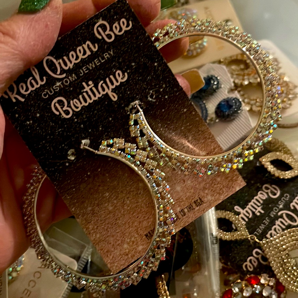 Hoops Crystal Bling Large Hoops 28$